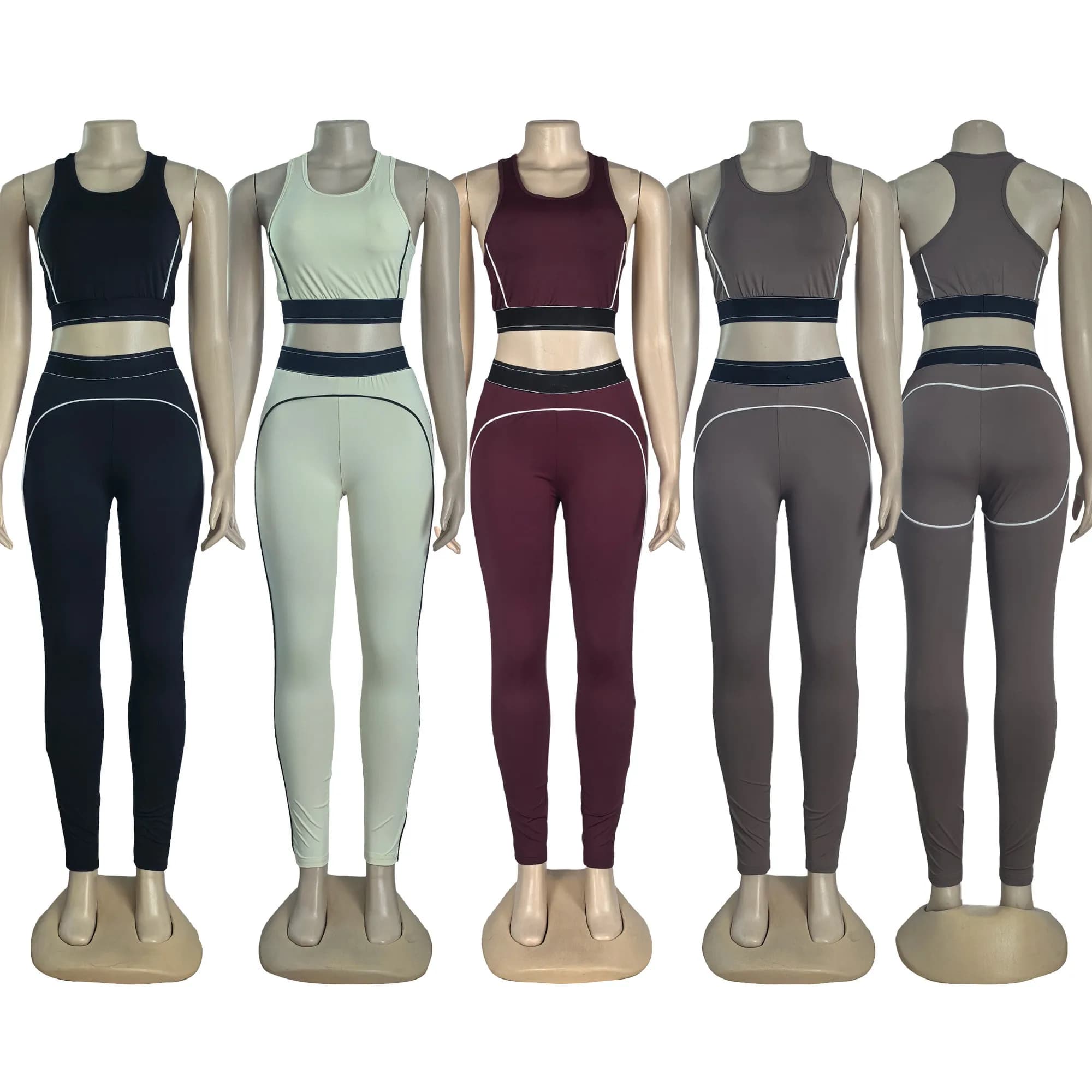 Q6271 Women's sportswear summer fitness gym yoga set two-piece bra crop top and high waisted leggings sportswear training set