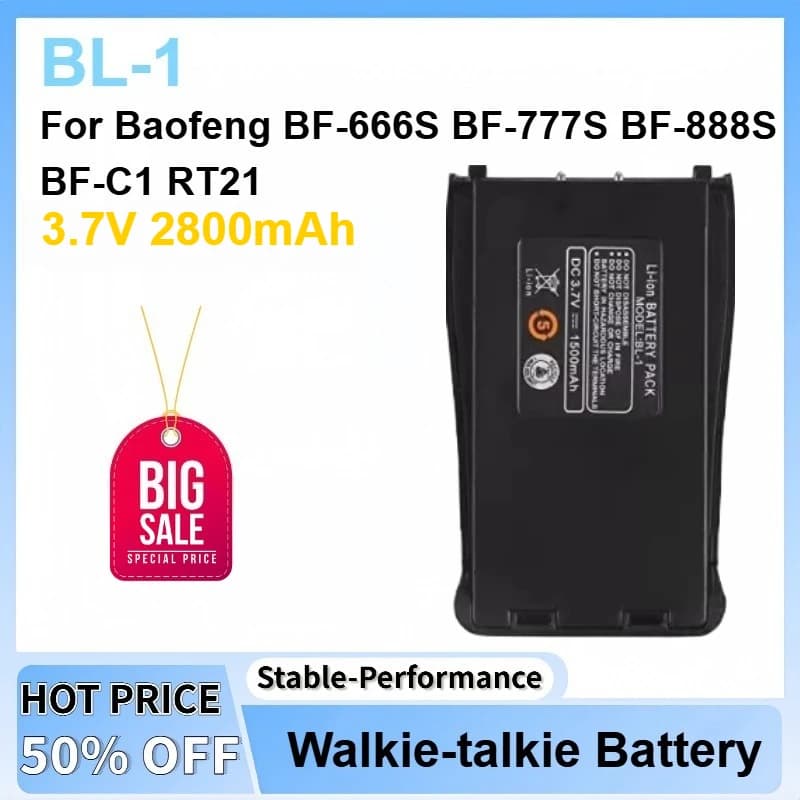 Batteria agli ioni di litio BL-1 da 3,7 V 2800 mAh per Baofeng BF-666S BF-777S BF-888S BF-C1 RT21 Walkie Talkie Batteria al litio ricaricabile