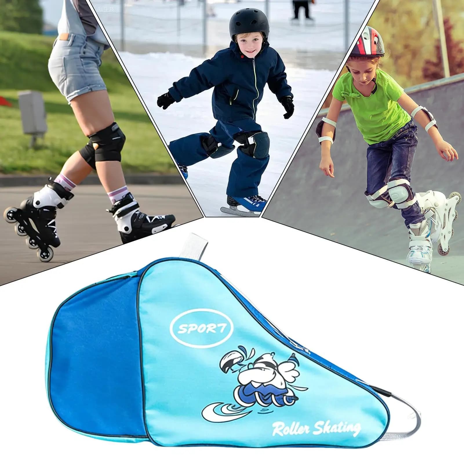 Borsa per Pattinaggio su Ghiaccio Portatile Grande Capacità da Viaggio per Bambini e Ragazzi, per Hockey, Pattinaggio, Bagaglio, Uso Quotidiano e All'aperto