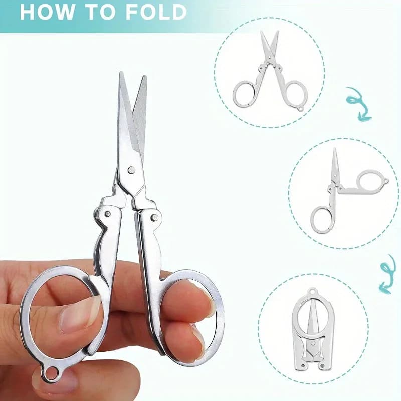 1/5PCS Mini forbici da viaggio portatili pieghevoli riutilizzabili piccole forbici forbici pieghevoli in acciaio inossidabile di grandi dimensioni con portachiavi
