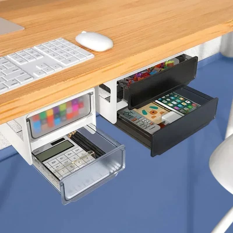Scatola portaoggetti autoadesiva nascosta, cassetto da scrivania, tavolo in plastica, portaoggetti semplice, organizer per articoli vari