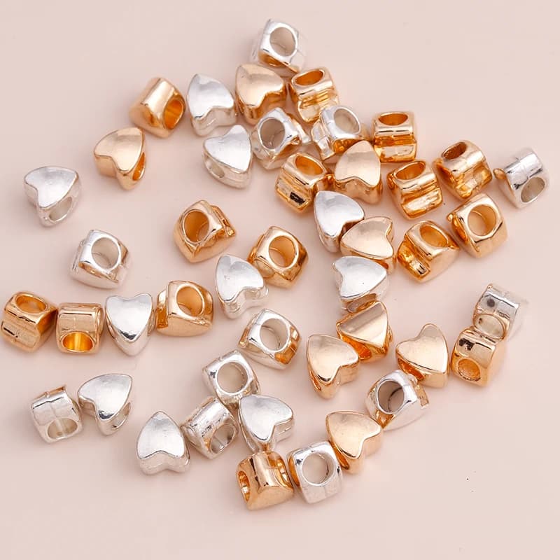 Leslie 20pcs 7*9mm Metal Love Hearts Charms Beads Alloy Heart Loose Spacer Beads Pendant DIY Necklace Bracelet Earrings Making