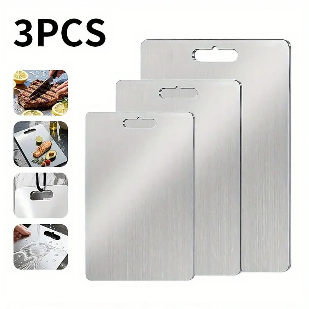3PCS Cutting Boards For Kitchen, DoubleSided Chopping Board For Meat, Fruit Vegetable, Cutting Edge Hygiene Durability, Kitchen