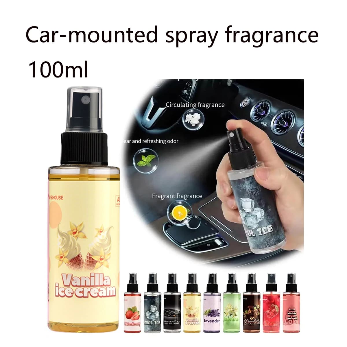 Perfume for Cars Without Alcohol, Long-Term Spray, Light Fragrance, Car Deodorant, Floral Fruity Perfume, Car Interior Accessories