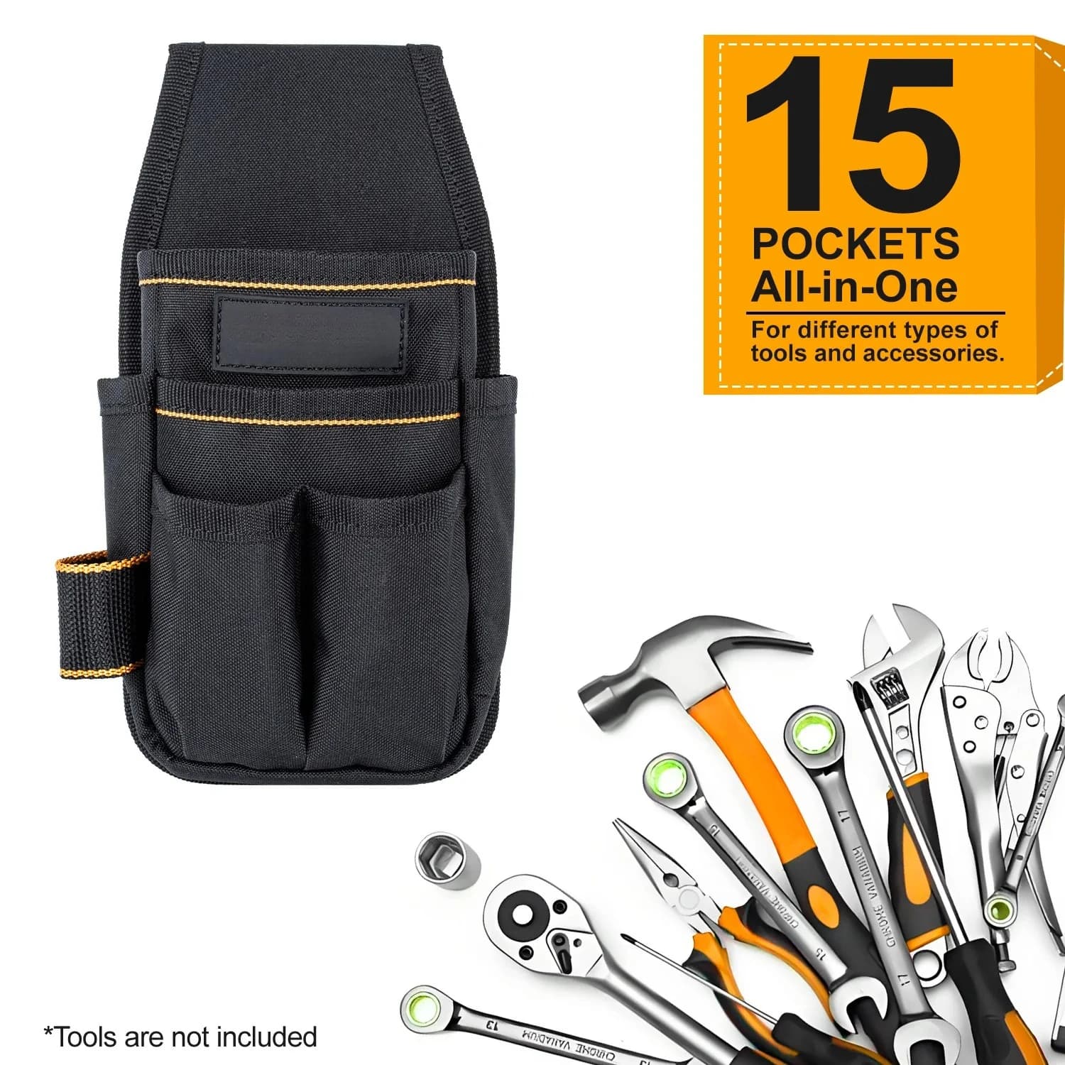 Borsa portautensili da cintura, 6 tasche e 9 passanti per cacciaviti, borsa portautensili resistente con cintura regolabile per elettricisti