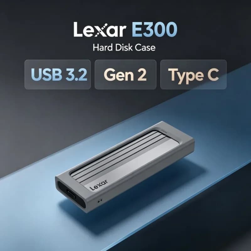 Lexar E300 M.2 SSD Enclosure External NVMe Drive Case USB 3.2 Gen 2 Type C for 2230/2242/2260/2280 Mobile Storage