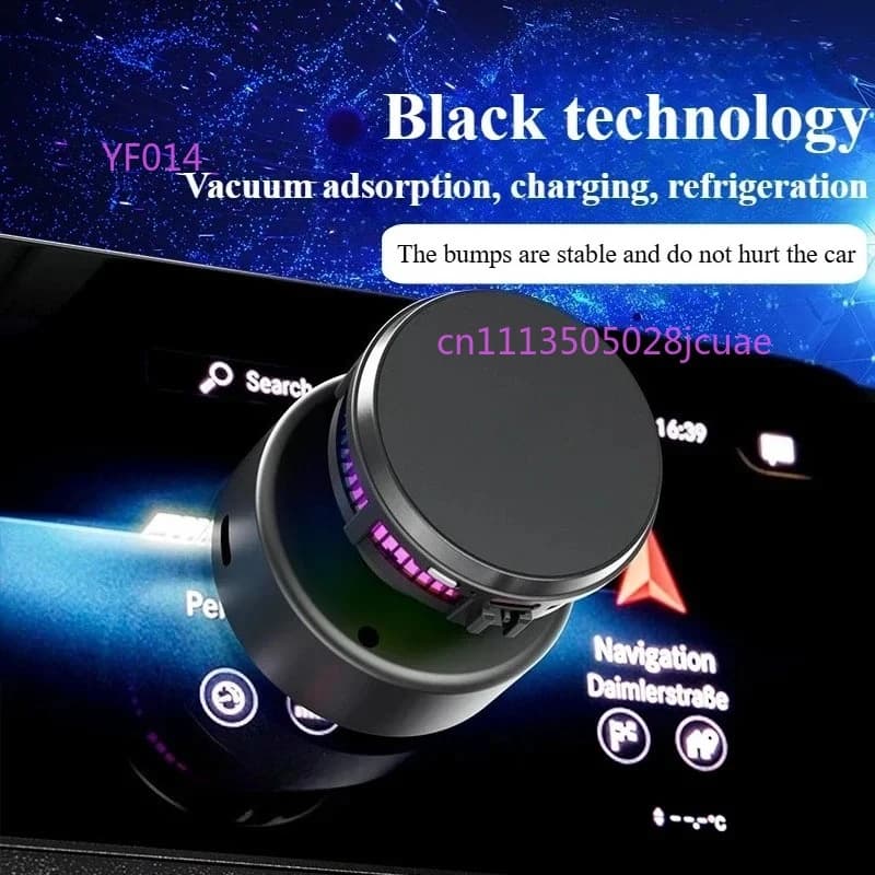 Supporto per Telefono Auto con Adsorbimento a Vuoto, Ricarica Rapida, Rotazione a 360 Gradi, Illuminazione RGB