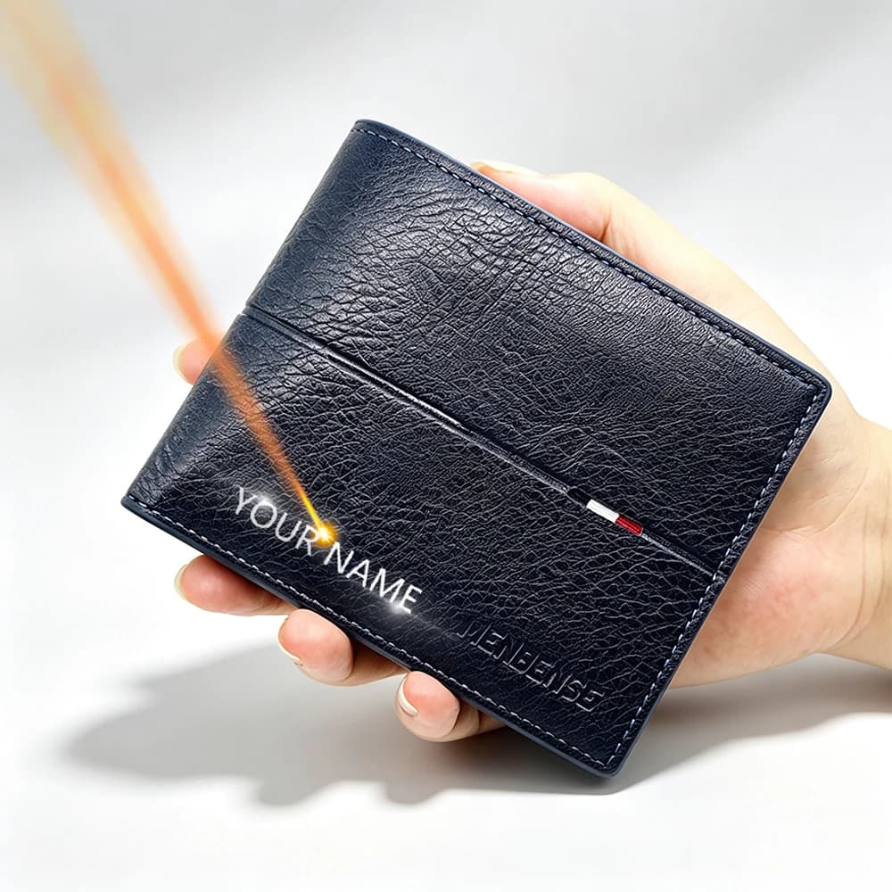 Name Engraving Short Men's Wallet High Quality Zipper Coin Pocket Credit Card Holder Simple Design Male Coin Purses