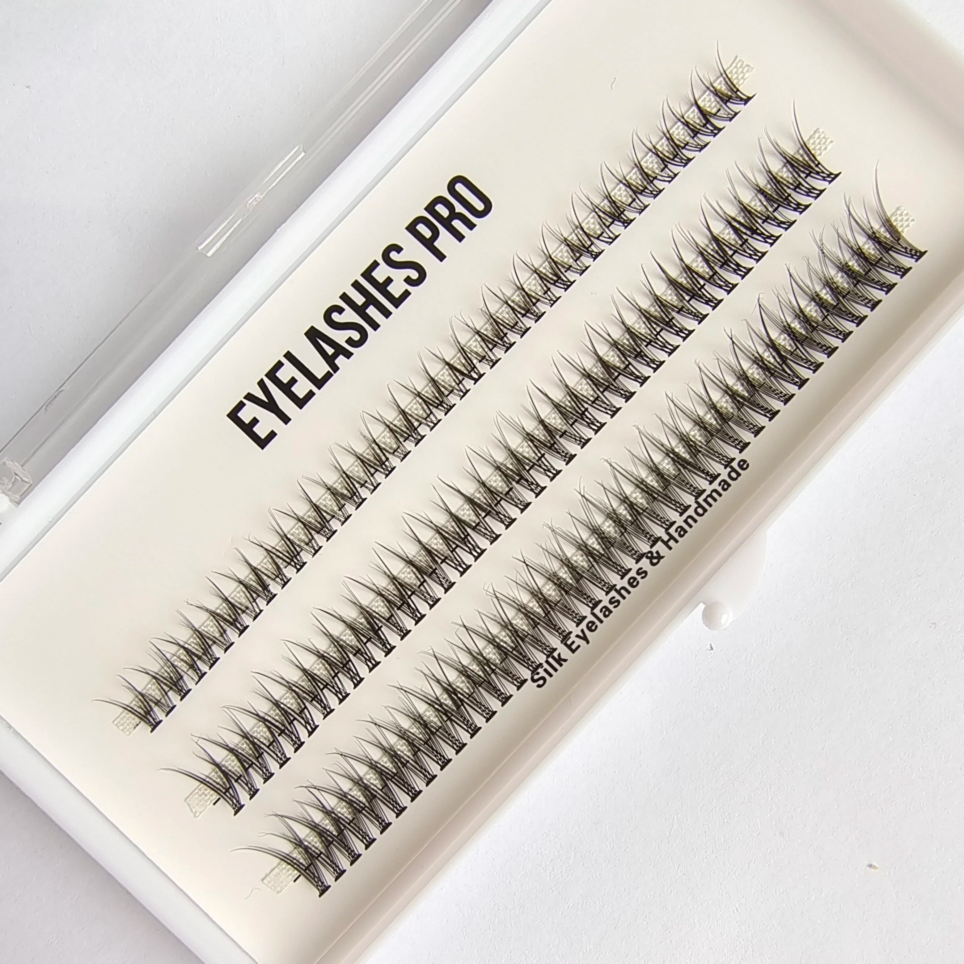 Black fishtail fai da te fatto a mano Extension ciglia segmentate Flase Lashes Dramatic Lash Bundles Soft Ribbon Strip ciglia trucco
