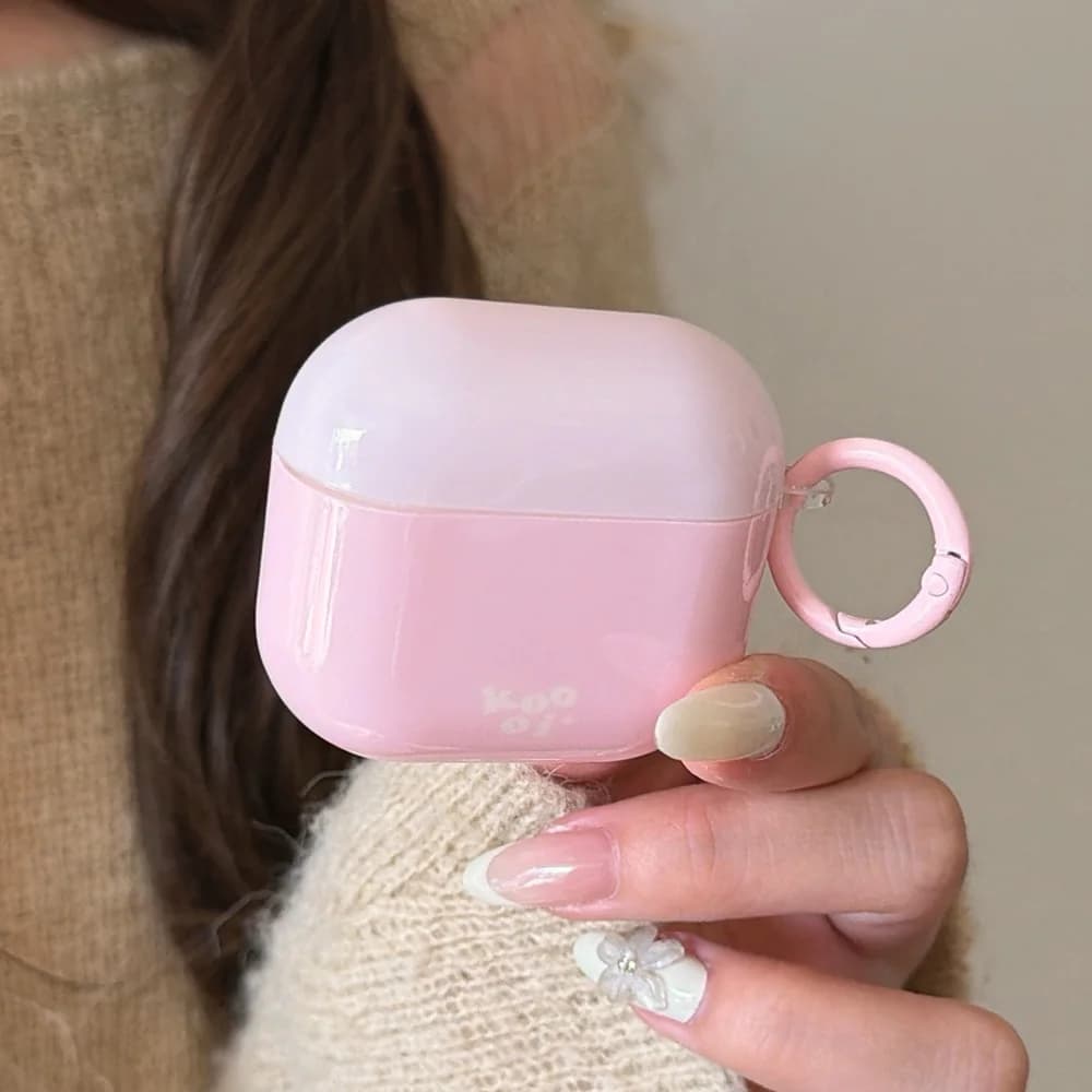 Korean Style Cute Gradient Pink Girl Headphone Case For AirPods 4 Soft Silicone Protection Cover For AirPods Pro 3 2 1 Cases