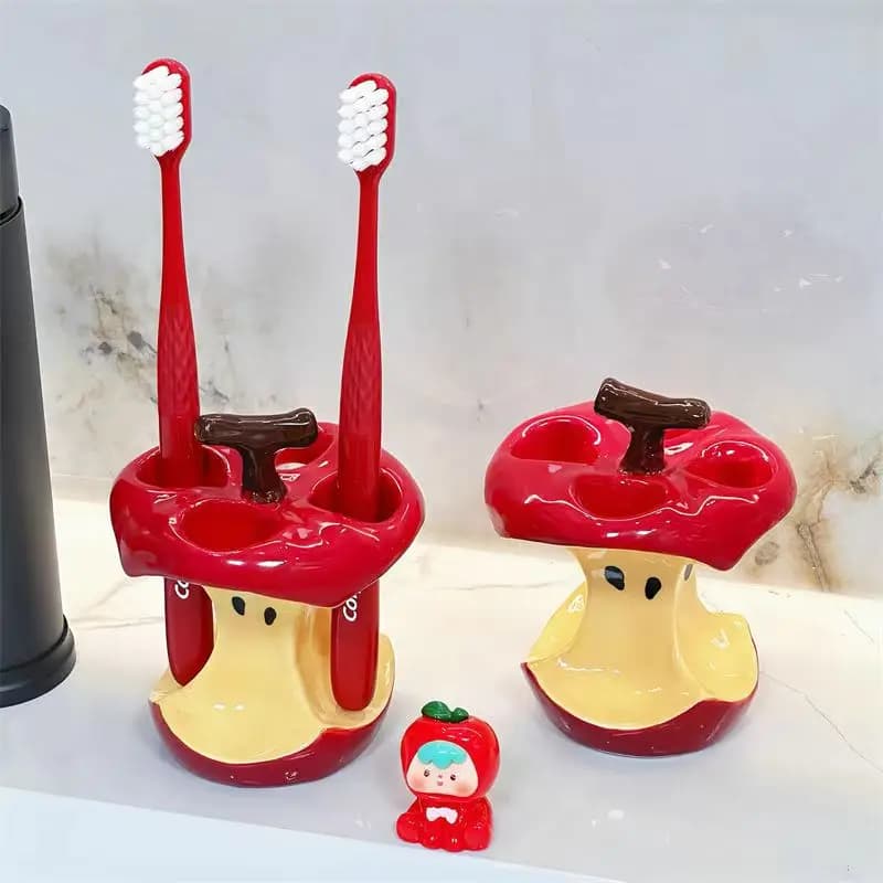 Porta spazzolino in ceramica creativo Porta spazzolino da trucco impermeabile antiscivolo Portaoggetti portatile durevole per dentifricio