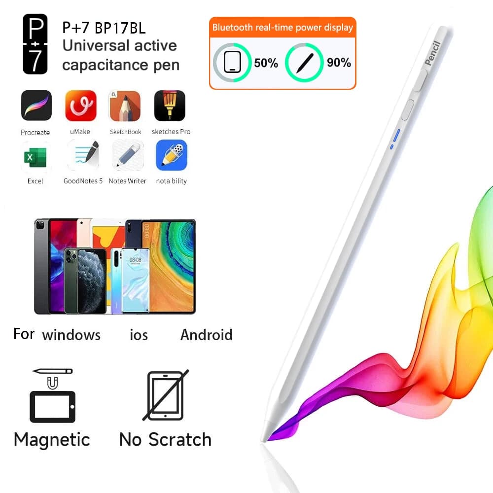 P+7 Universal Stylus Pen For Tablet Android iOS iPad Accessories Drawing Tablet Capacitive Screen Bluetooth Pen BP17BL