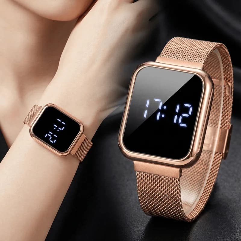 Simple square men's and women's digital watch, fashionable touch screen, women's LED watches, casual electronic watch reloj mujer