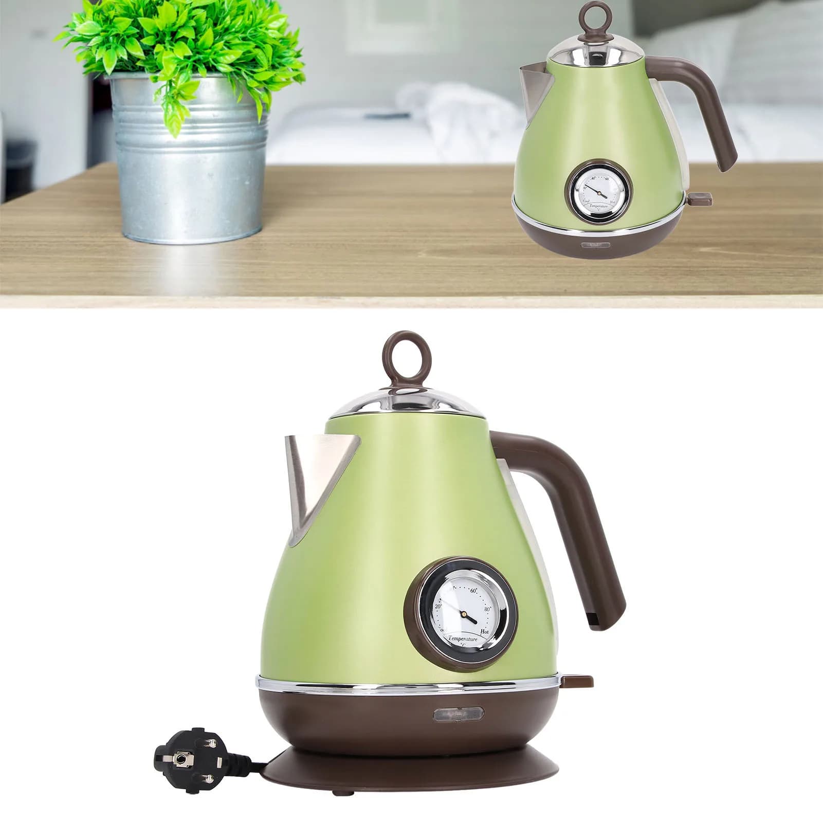 Electric Water Kettle Temperature Display Retro Paint Electric Kettle with 360 Degree Rotating Base 220‑240V