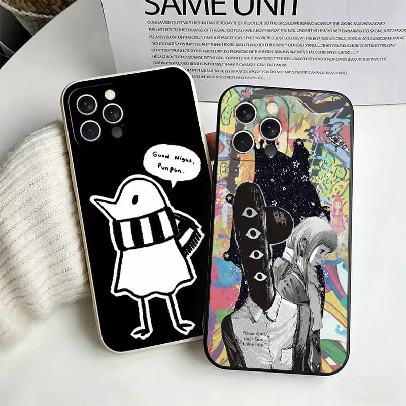 Oyasumi Punpun Anime Soft Phone Case For Iphone 16 17 Pro Max 17E 16E 14 15 Plus 12 13 7 8 SE Black White Couple Cover