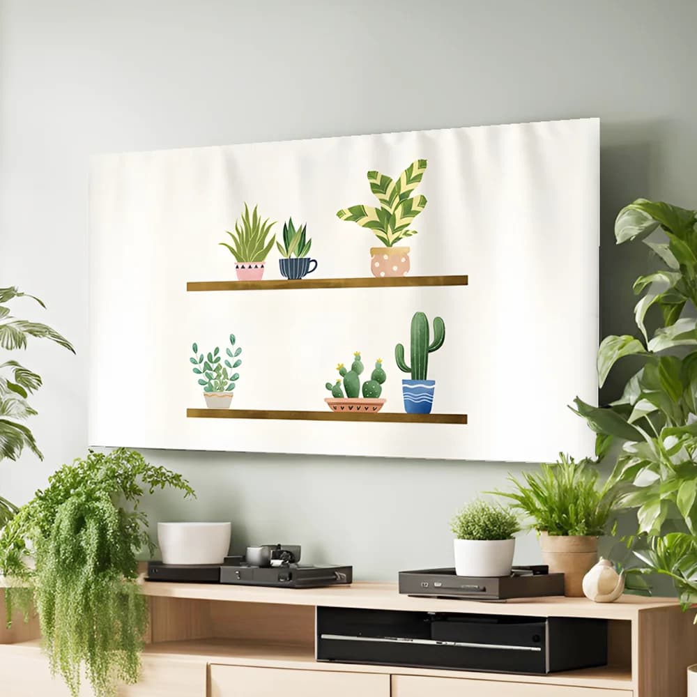 Copertura TV antipolvere con pianta in vaso e design a cactus, adatta a televisori da 24", 43", 55", 1 pezzo per pacco
