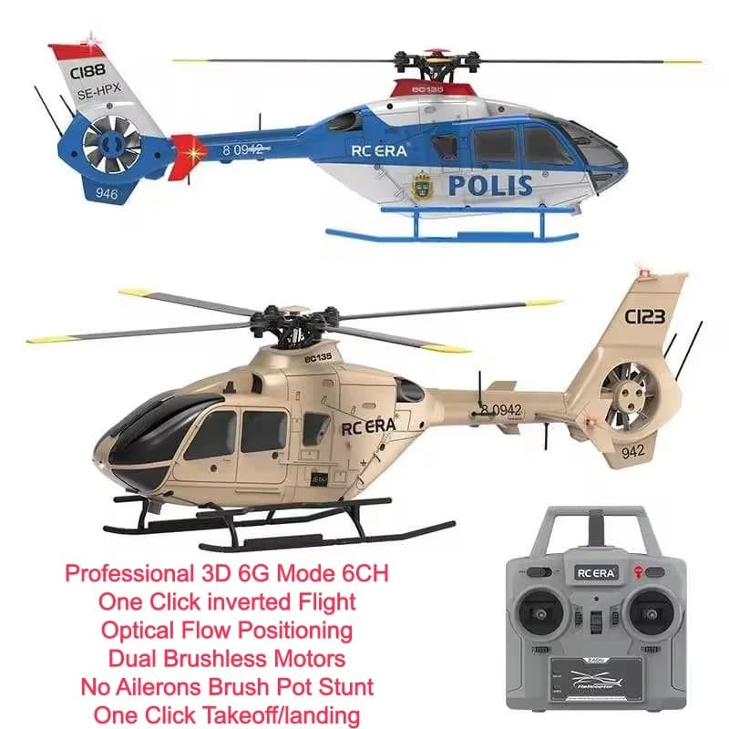 Elicottero RC Professionale con Doppio Motore Brushless, Senza Flybar, Flusso Ottico, Hover, Telecomandato, 6CH 6G, per Acrobazie, con Rotore Coda Canalizzato