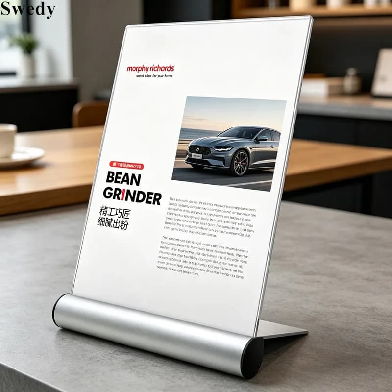 5 Pieces A6 100x150mm Slant Metal Acrylic Sign Holder Display Stand Menu Paper Flyer Holder Picture Photo Price Display Frame
