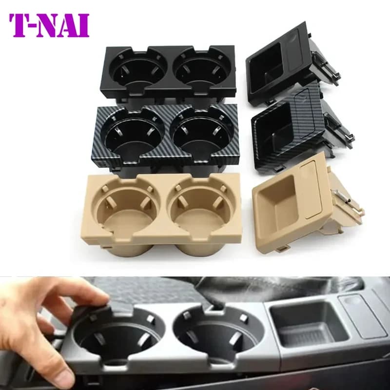 Portabicchieri e Portamonete Nero/Beige per Console Centrale Auto LHD&RHD per BMW Serie 3 E46 320i 1998-2006