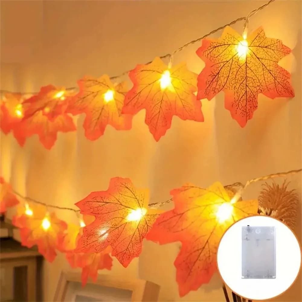 1PC 10/20LED Red Maple Leaf String Lights, Indoor Decor for Bedroom, Holiday Lighting for Halloween Thanksgiving Christmas