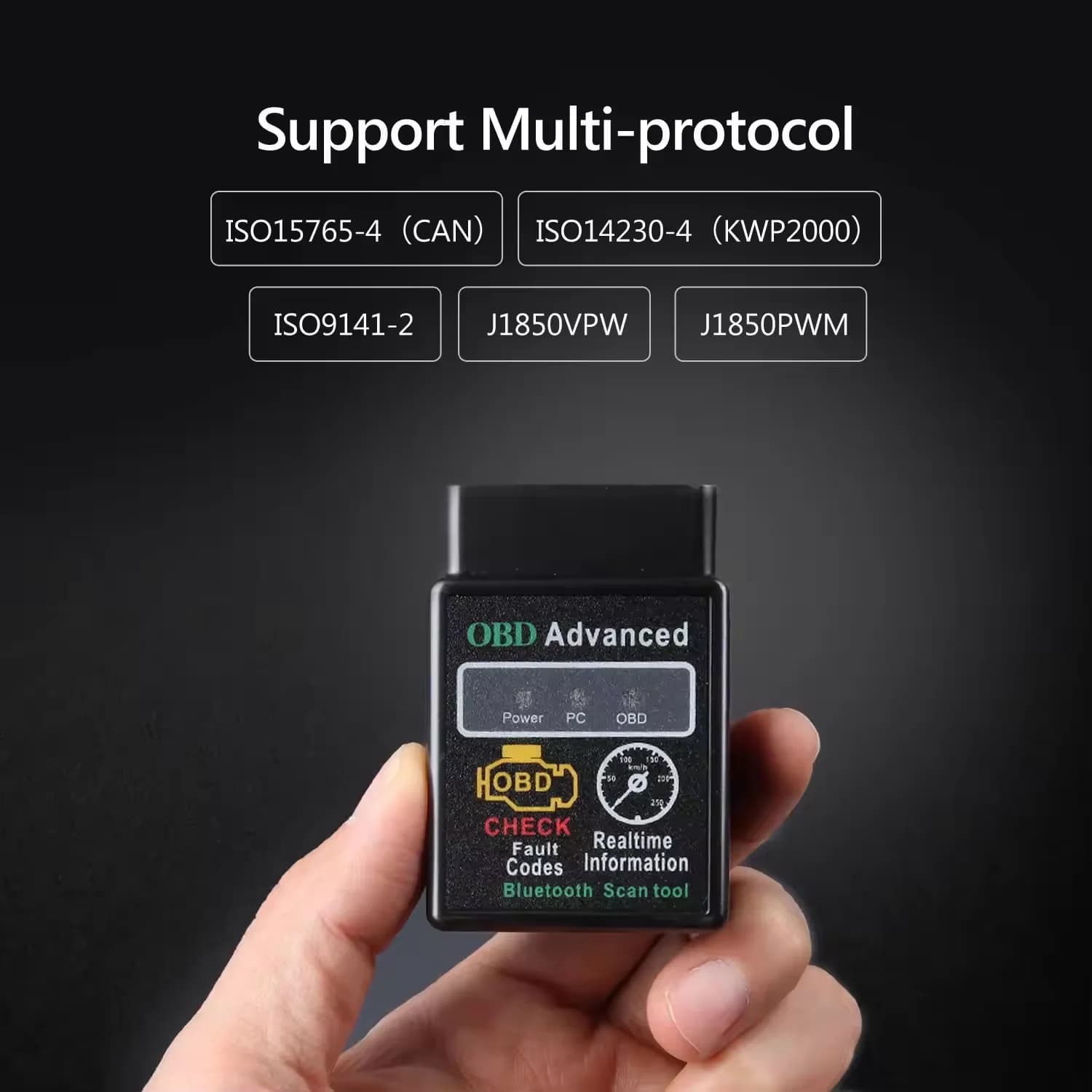 OBD2 BT Scanner Adapter, Wireless OBD II Diagnostic Code Reader, Reset Scan Tool and Cancellation, Auto Engine Spy Control