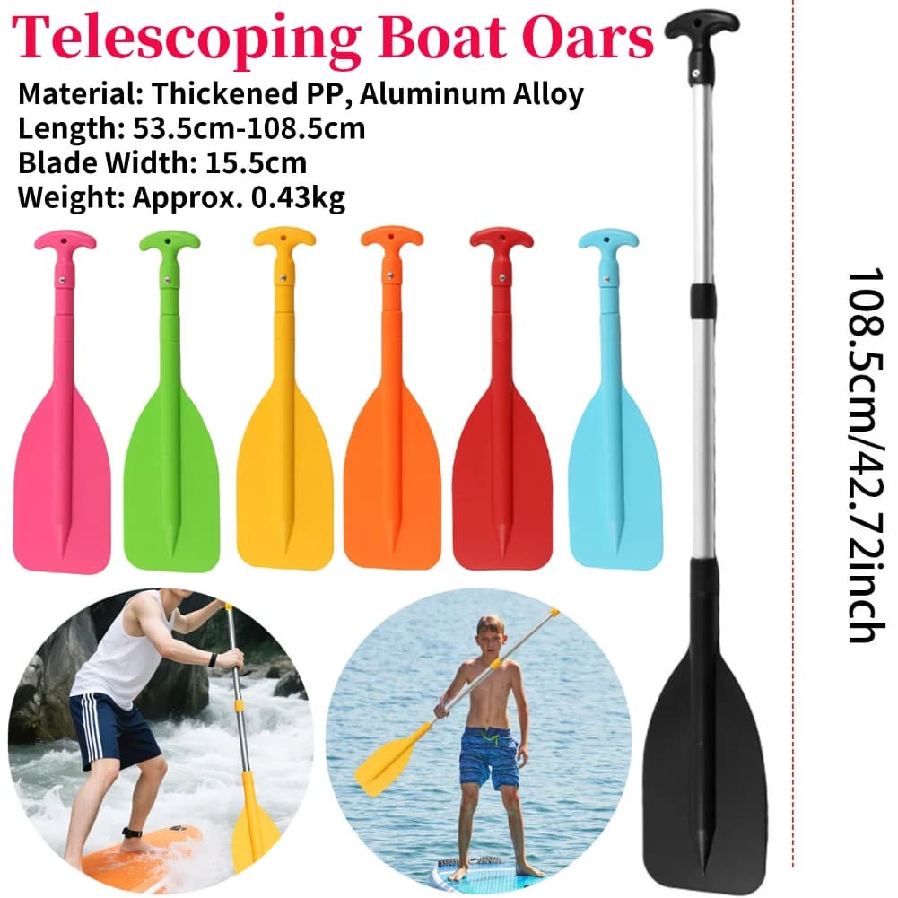Telescoping Boat Oars Aluminum Emergency Boat Paddle 53.5-108.5cm Adjustable Length Lightweight Canoe Kayak Paddles Boats Parts