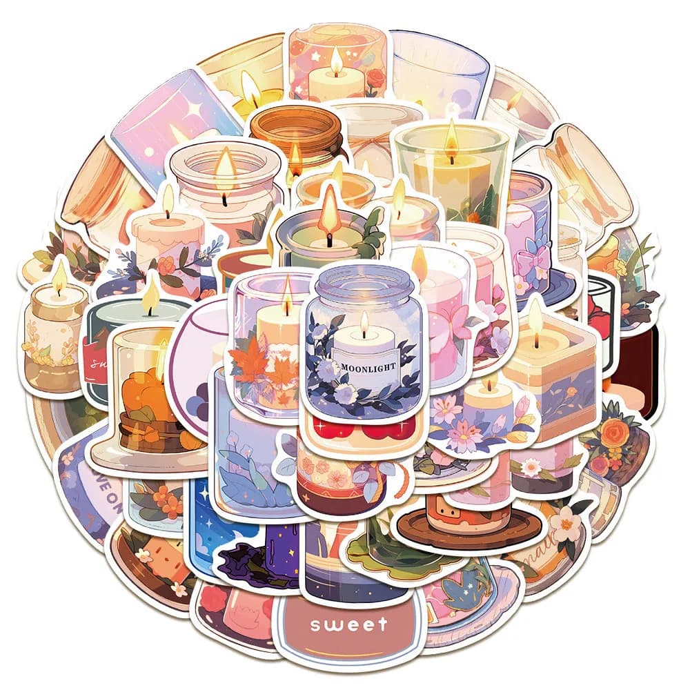 50-Piece Cozy Scented Candle Stickers - Waterproof Decor for Notebooks, Laptops, Journals, Phone Cases RecordingYourLife Store
