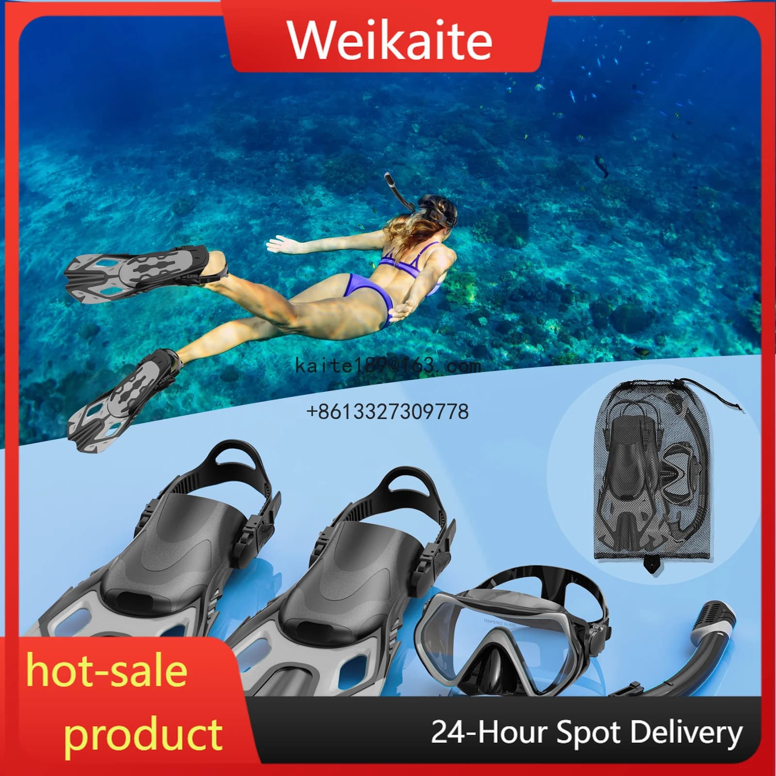 Snorkeling Underwater Mask Training Pins Three Piece Set Portable Swimming Equipment Professional Apnea for Adults