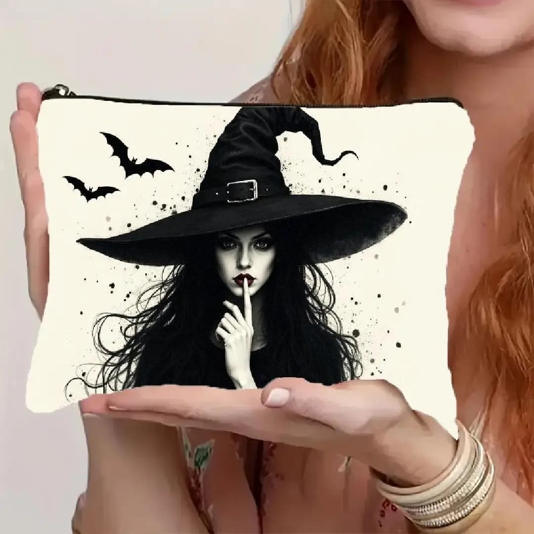 Una borsa per il trucco gotica per Halloween: custodia multifunzionale con cerniera, borsa per riporre gioielli, piccola borsa da viaggio perfetta con cerniera.
