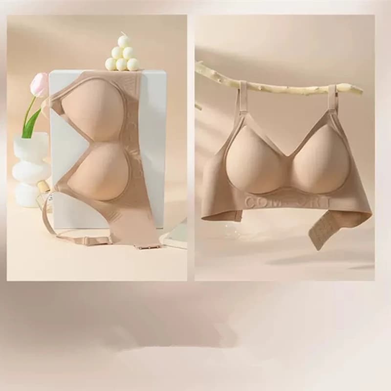 Intimo senza cuciture da donna senza anello in acciaio, seni piccoli anti-cedimento, reggiseno sportivo push-up con supporto morbido per dormire