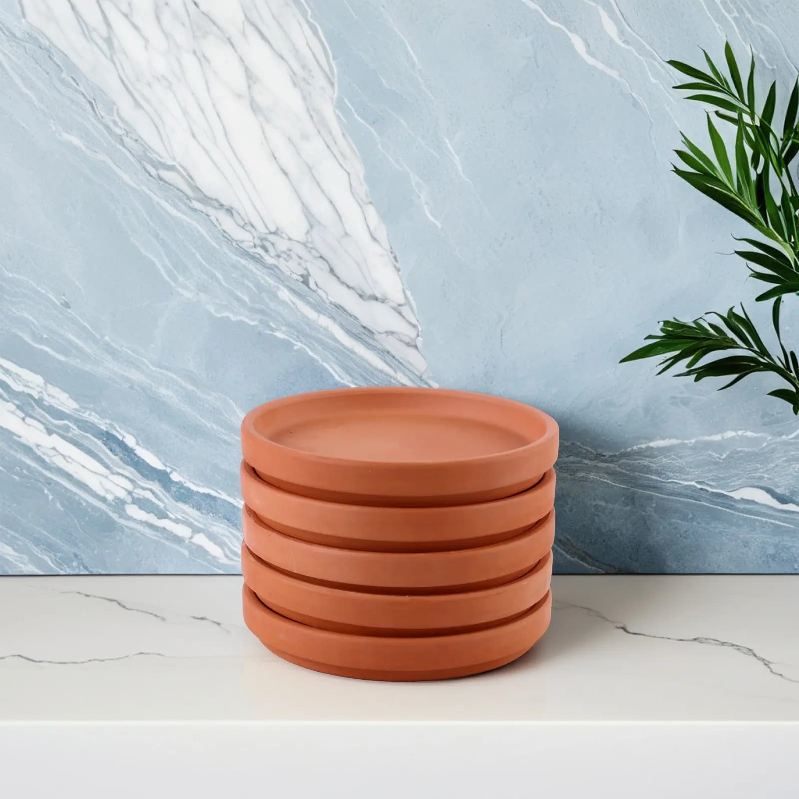 Set di 5 Sottovasi per Piante, Piattini per Vasi in Ceramica, Vassoio Raccogli Acqua per Mantenere il Pavimento Pulito, Adatto per la Maggior Parte dei Vasi