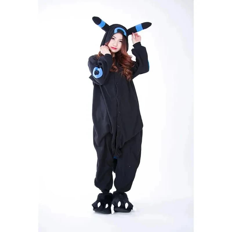 ★ Costume di Halloween per Cosplay, Pigiama Anime Kigurumi, Tuta Cartoon Umbreon Nera, Pigiama per Adulti, Abbigliamento da Notte, Pijama 2026 Nuovo ♥ Guarda a me ←_←