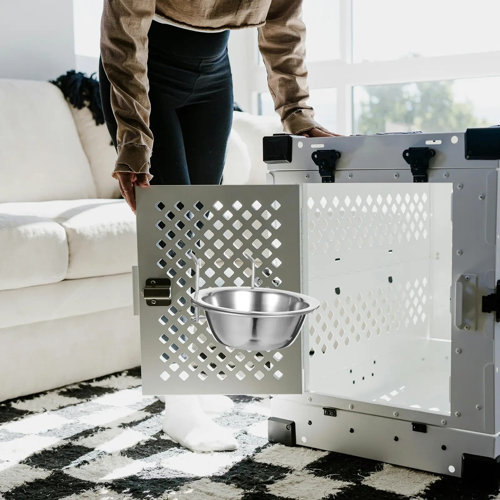 2 Set di Ciotole Sospese in Acciaio Inox per Animali Domestici, Contenitore per Cibo e Acqua Resistente alla Ruggine e Lavabile in Lavastoviglie
