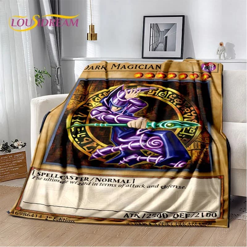 3D Monster Gold Card Cartoon Yu-Gi-Oh Anime Dack Magician Gioco Morbida coperta di flanella per camera da letto Divano Picnic, Tempo libero all'aperto