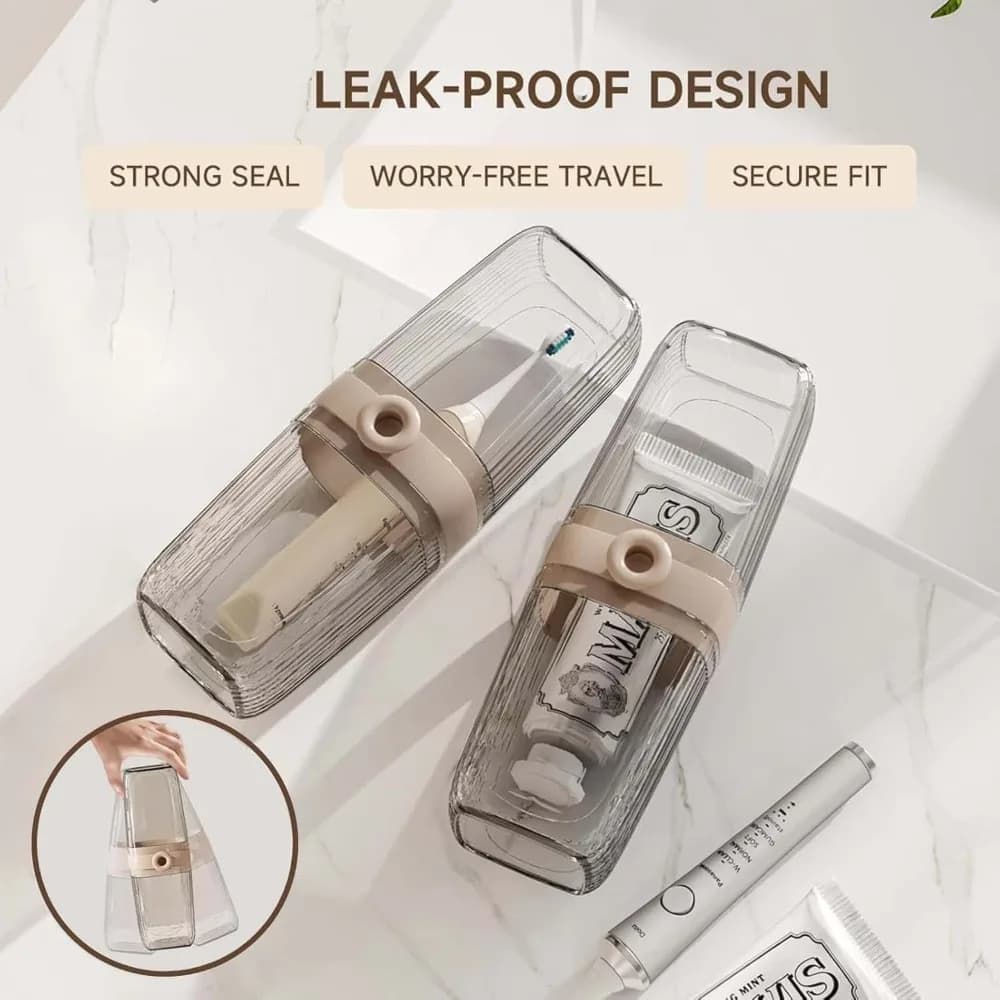 Portaspazzolino da Viaggio 2-in-1 con Portasapone, Bicchiere Portatile Doppio Uso, Leggero, Anti-perdita, in PET per Alimenti, Contenitore per Dentifricio