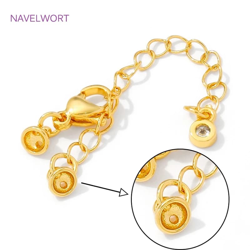 Catena di estensione Catena estesa in ottone placcato oro 18 carati con cappuccio per perline terminali, per realizzare collane di braccialetti Risultati di gioielli fai da te