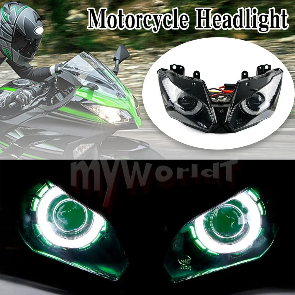 Misura Per Kawasaki Ninja 300 2013-2018 EX300 Faro Del Motociclo Angel Eyes HID Faro NINJA300 2014 2015 2016 2017