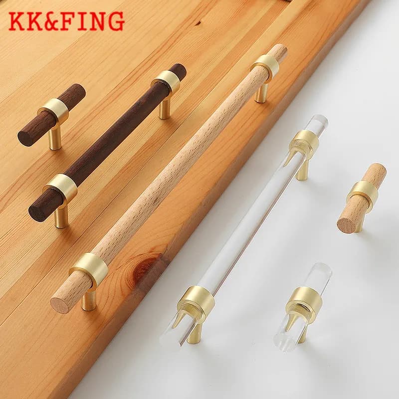KK & FING 1 PC maniglie per porte per mobili in acrilico manopole per cassetti per armadietti in lega di zinco armadio porta dell'armadio maniglie in legno Hardware per mobili