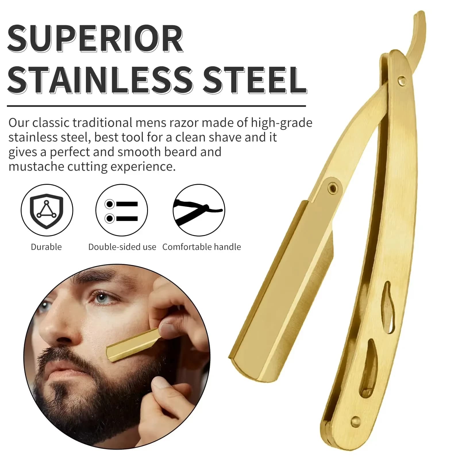 Barbiere Men's Manual Shaving Razor Foldable Barba Cutter Barbiere Replaceable Blades Shavette Trimming Barbiere Tool