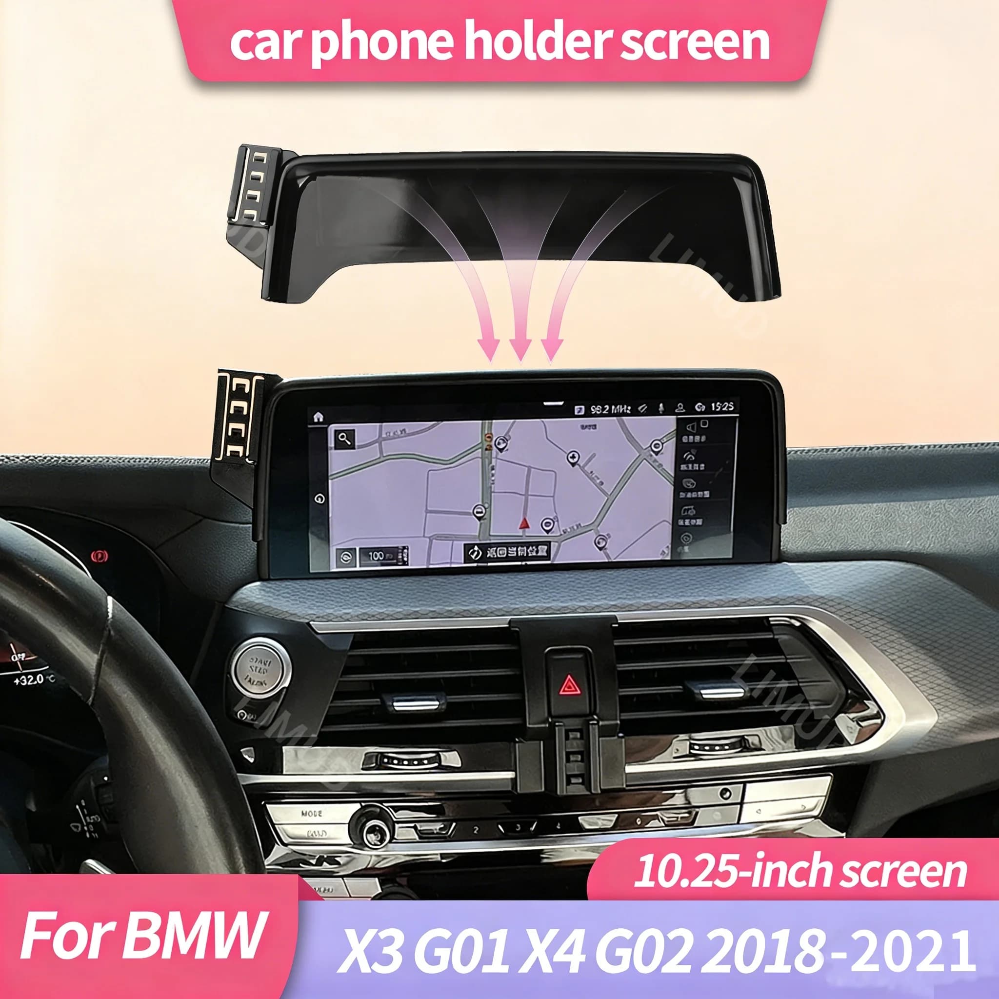 Supporto universale per telefono con schermo da 10,25 pollici per navigatore auto, adatto per BMW X3 G01 X4 G02 2018-2021