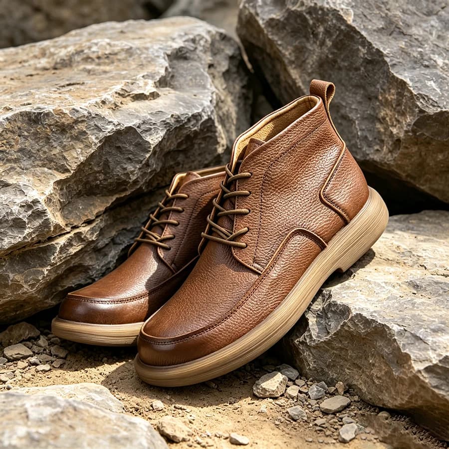 LIHUAMAO Cow Leather Work boots motorcycle boots western boots casual Men Shoes outdoor footwear thick sole hiking boots