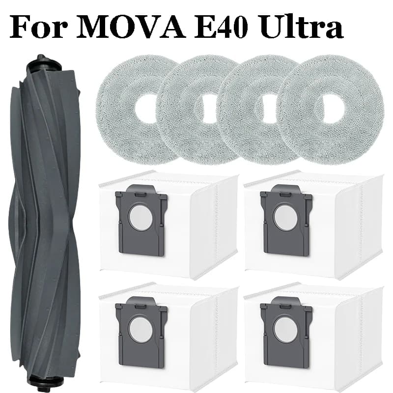 Accessories For ( MOVA E40 Ultra ) Robot Vacuum Cleaner Main Brush Removes 99% Of Bacteria Mop Cloth Dust Bag Accessories