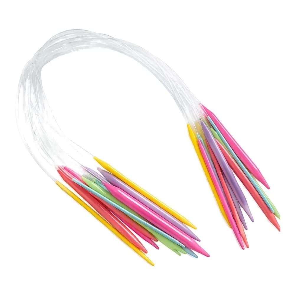 12pcs Multicolor Circular Knitting Needles 80CM Length Tube Design Knitting Needles Kit Plastic Material 12 PCS Set