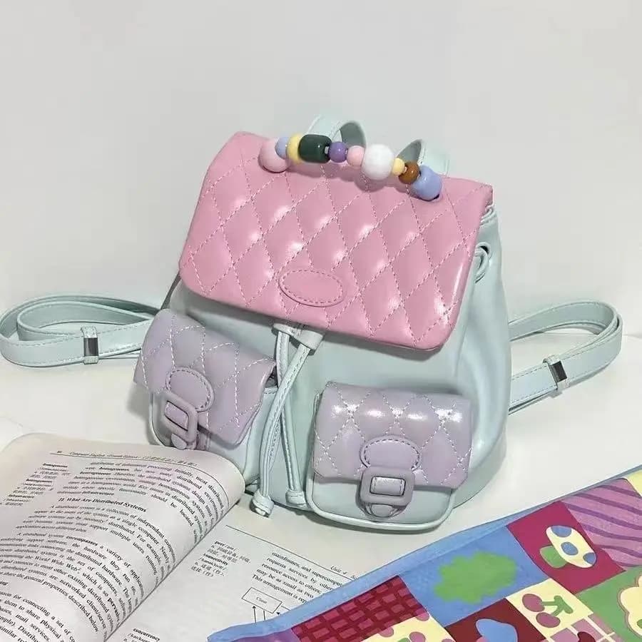JIAERDI Dolce e carino Y2k Mochila Donna Versatile in pelle Leggero Patchwork Chic Zaini Donna Retro Mini Zaino Estetico