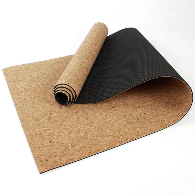 TPE recycled cork yoga mat with ecological custom logo