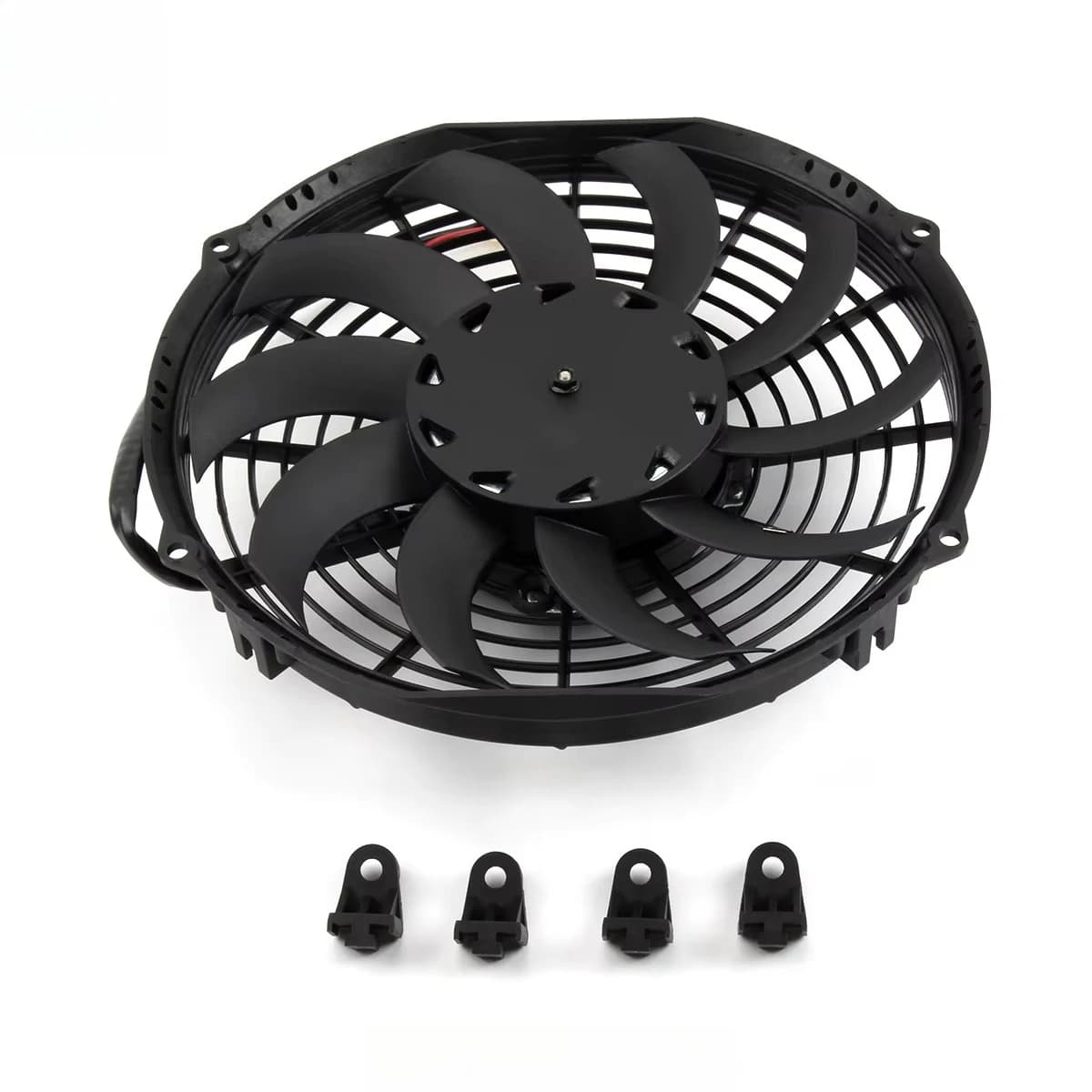 Ventola universale sottile da 10 pollici, ventola elettrica push-pull per radiatore, kit di raffreddamento a ventosa e installazione, 12V 120W, nera