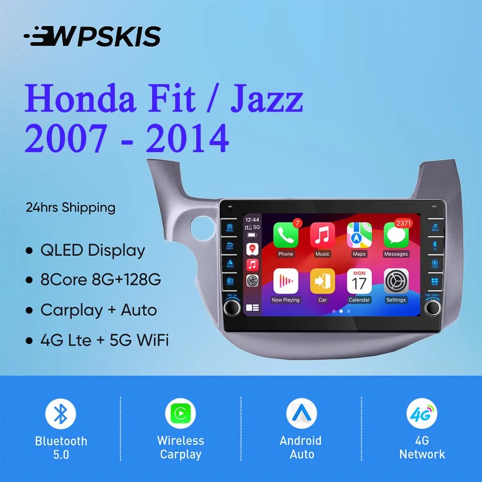 Android 14 Per Honda Fit Jazz 2007 - 2014 Auto Autoradio Video Lettore musicale Gps Navi Registratore a nastro Sistema di intrattenimento Carplay