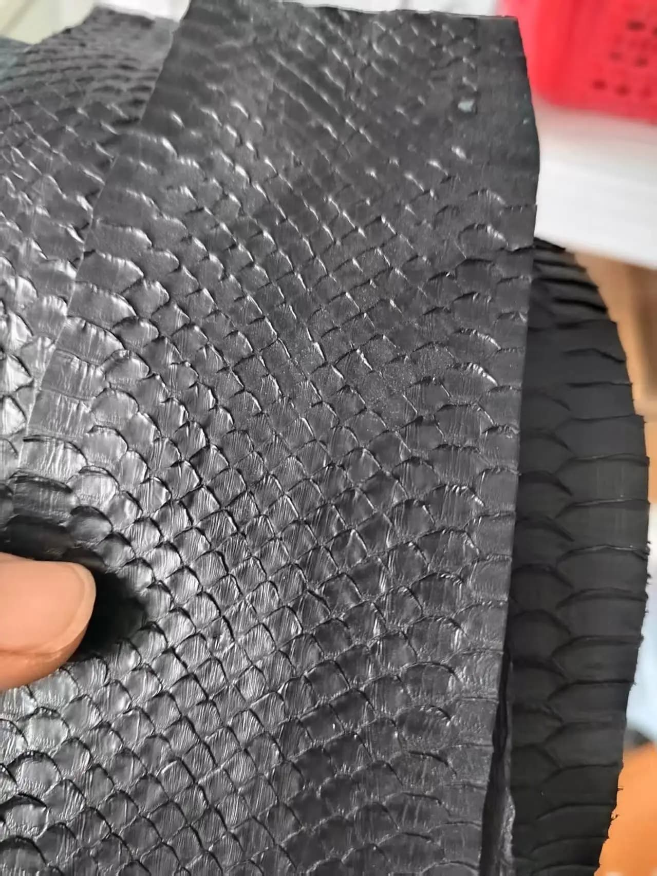 (Samll Size )Black Leather 100% Natural Snake Skin Leather for Purse Bag Belt Making
