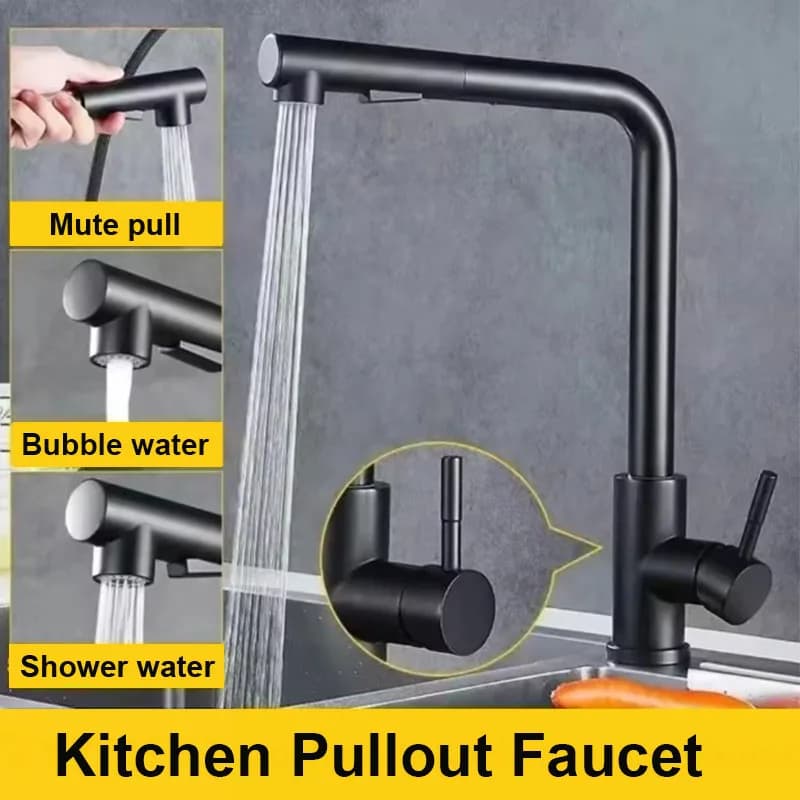 Rubinetto per lavello da cucina estraibile Flessibile 2 modalità Rubinetti con ugello flessibile e spruzzatore Rubinetto miscelatore acqua calda fredda in acciaio inossidabile