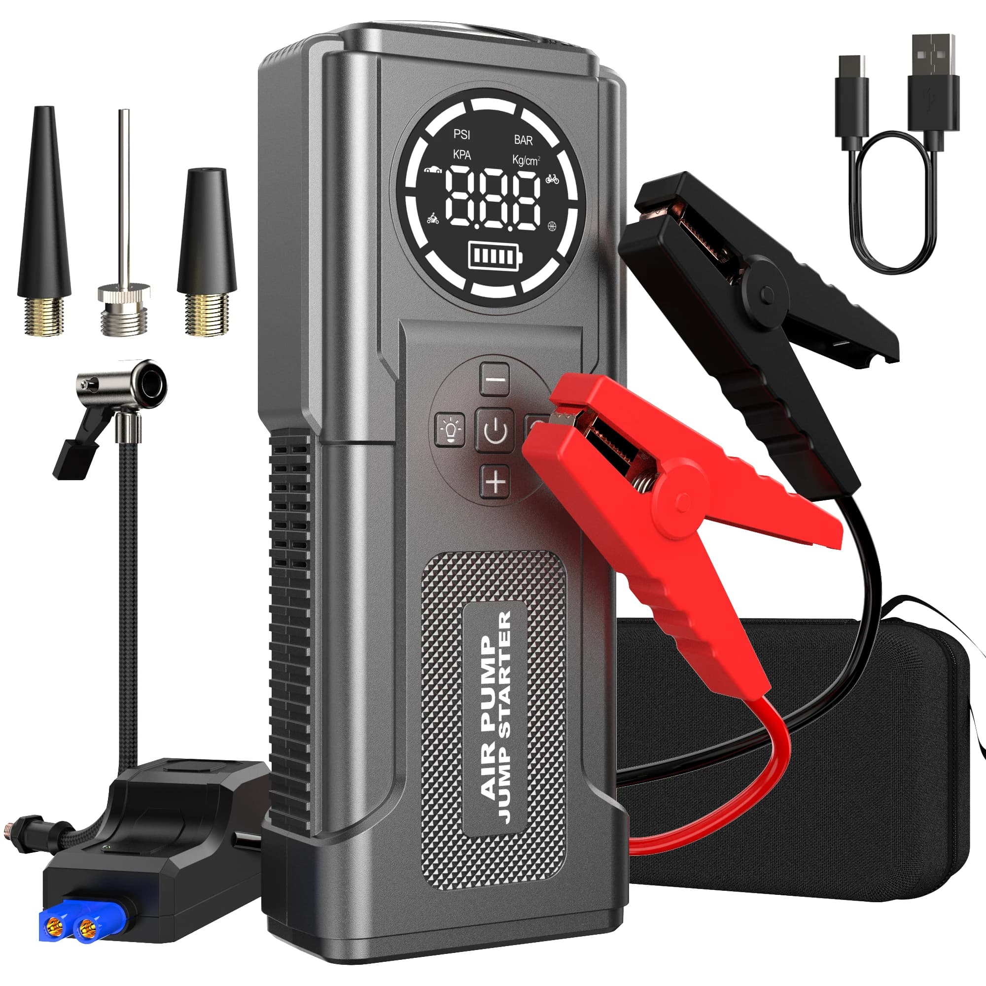 240000mAh 4000A Avviamento di emergenza per auto Accumulatori e caricabatterie di riserva Portatile 150PSI Pompa di aria Batteria per auto Booster di emergenza Dispositivo di avviamento Avviamento per auto